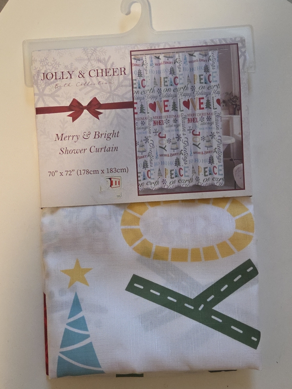 Merry & Bright Holiday Shower Curtain 70x72" Polyester